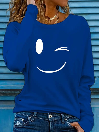 Odalina™ – T-shirt décontracté à imprimé sourire clin d’œil - L'Atelier de Fleure