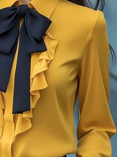 Dwynna™ – Blouse à nœud volanté et manches longues - L'Atelier de Fleure