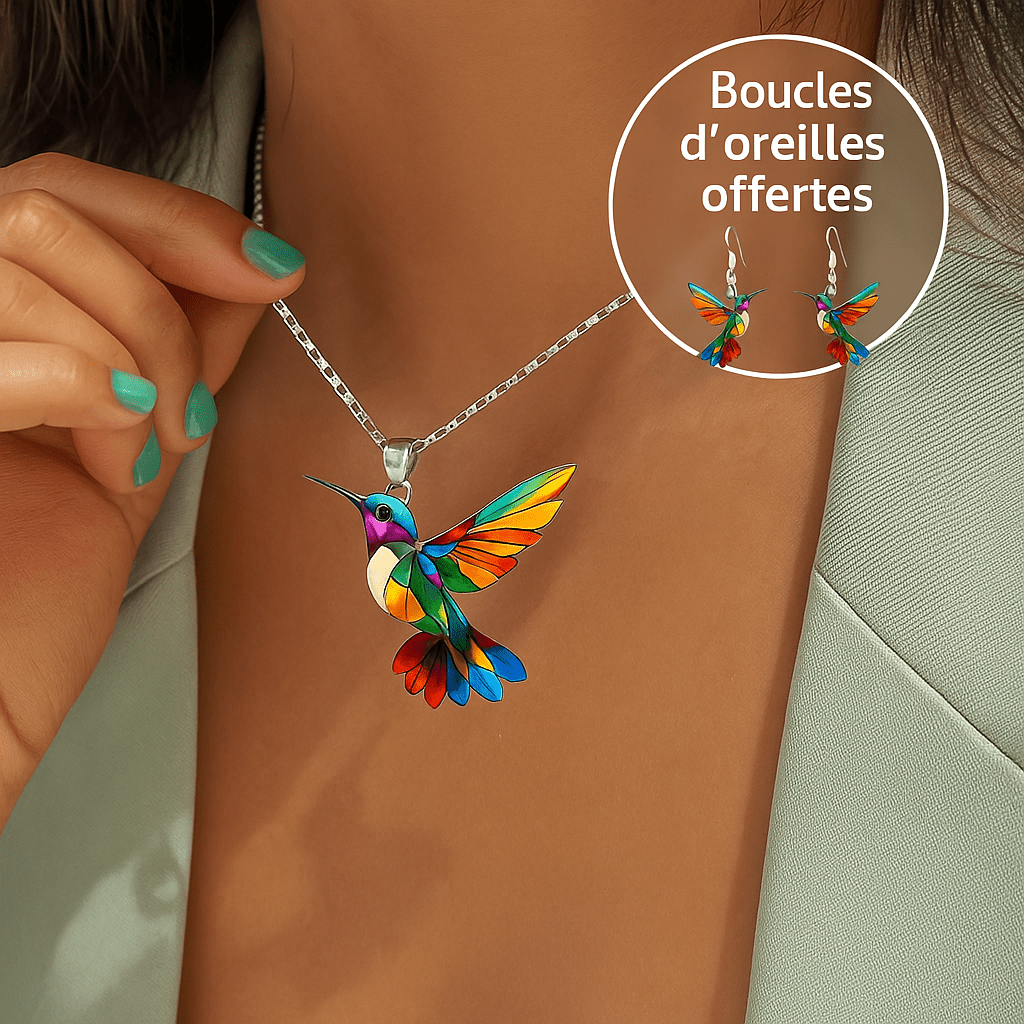 Lenoir™ - Collier colibri élégant + boucles d’oreilles assorties offertes - L'Atelier de Fleure