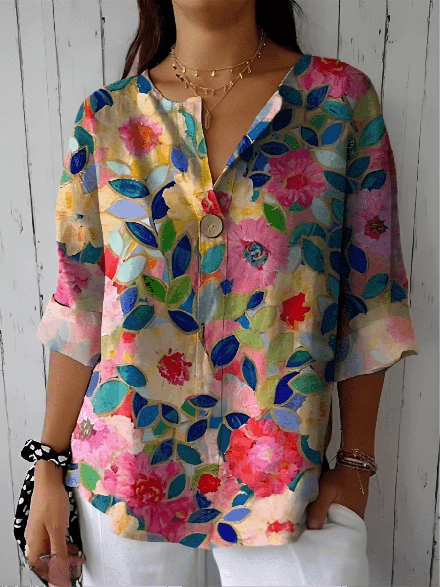 Arlene™ – Blouse fleurie élégante - L'Atelier de Fleure