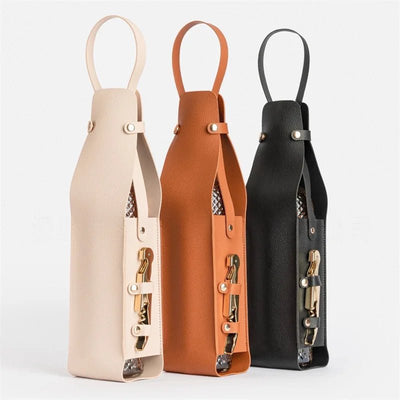 Vintis™ – Porte - bouteille en cuir élégant - L'Atelier de Fleure