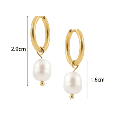 Elise™ - Boucles d’Oreilles Anneaux avec Perle - L'Atelier de Fleure