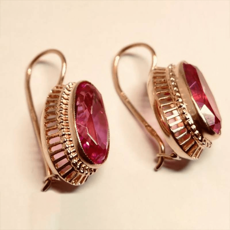Rosa™ - Boucles d’oreilles vintage en cristal et or rose - L'Atelier de Fleure