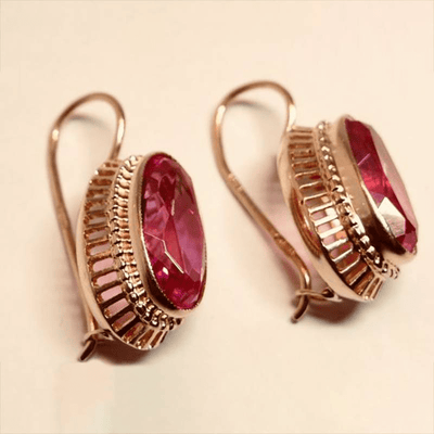 Rosa™ - Boucles d’oreilles vintage en cristal et or rose - L'Atelier de Fleure