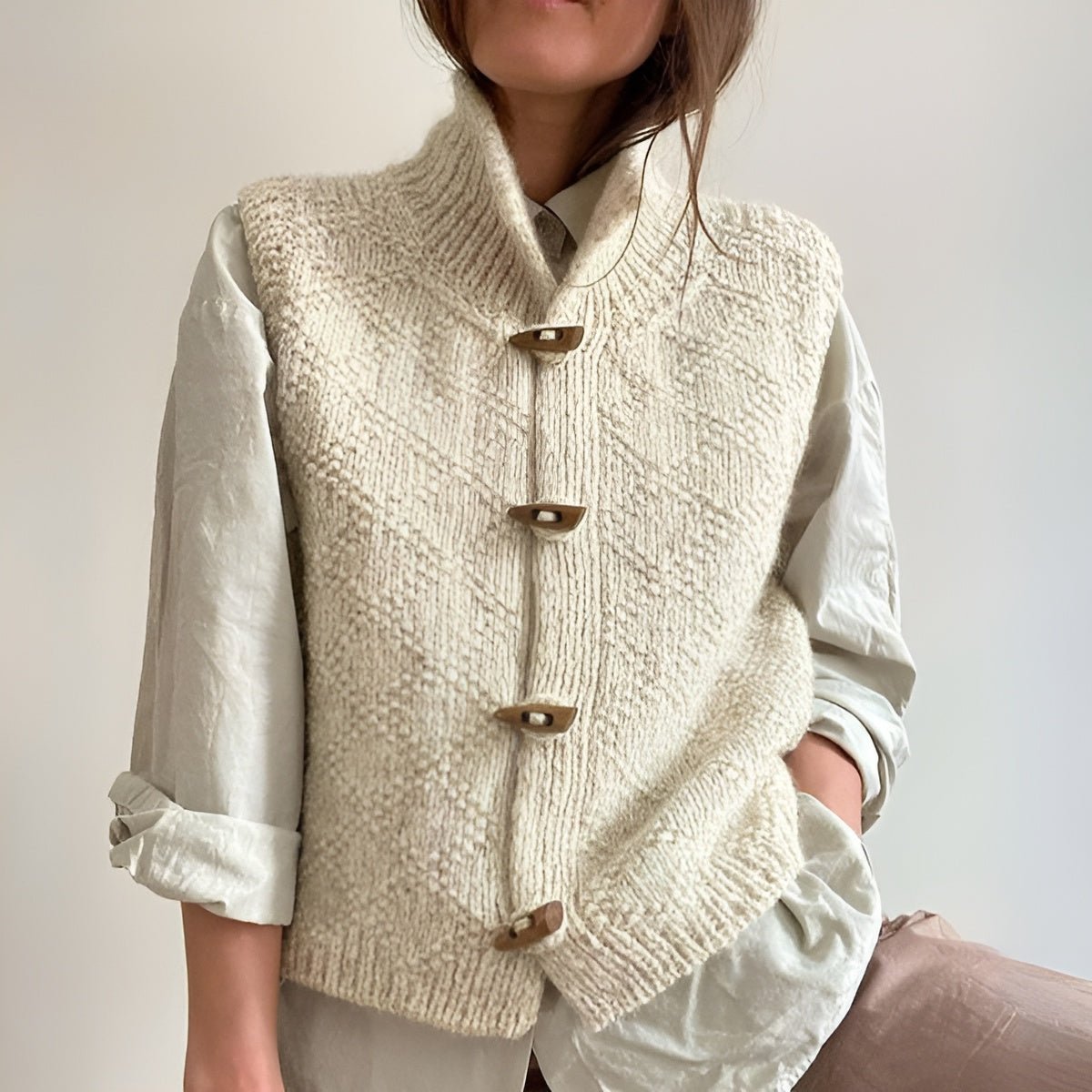 Venice™ – Gilet tricoté à col montant - L'Atelier de Fleure