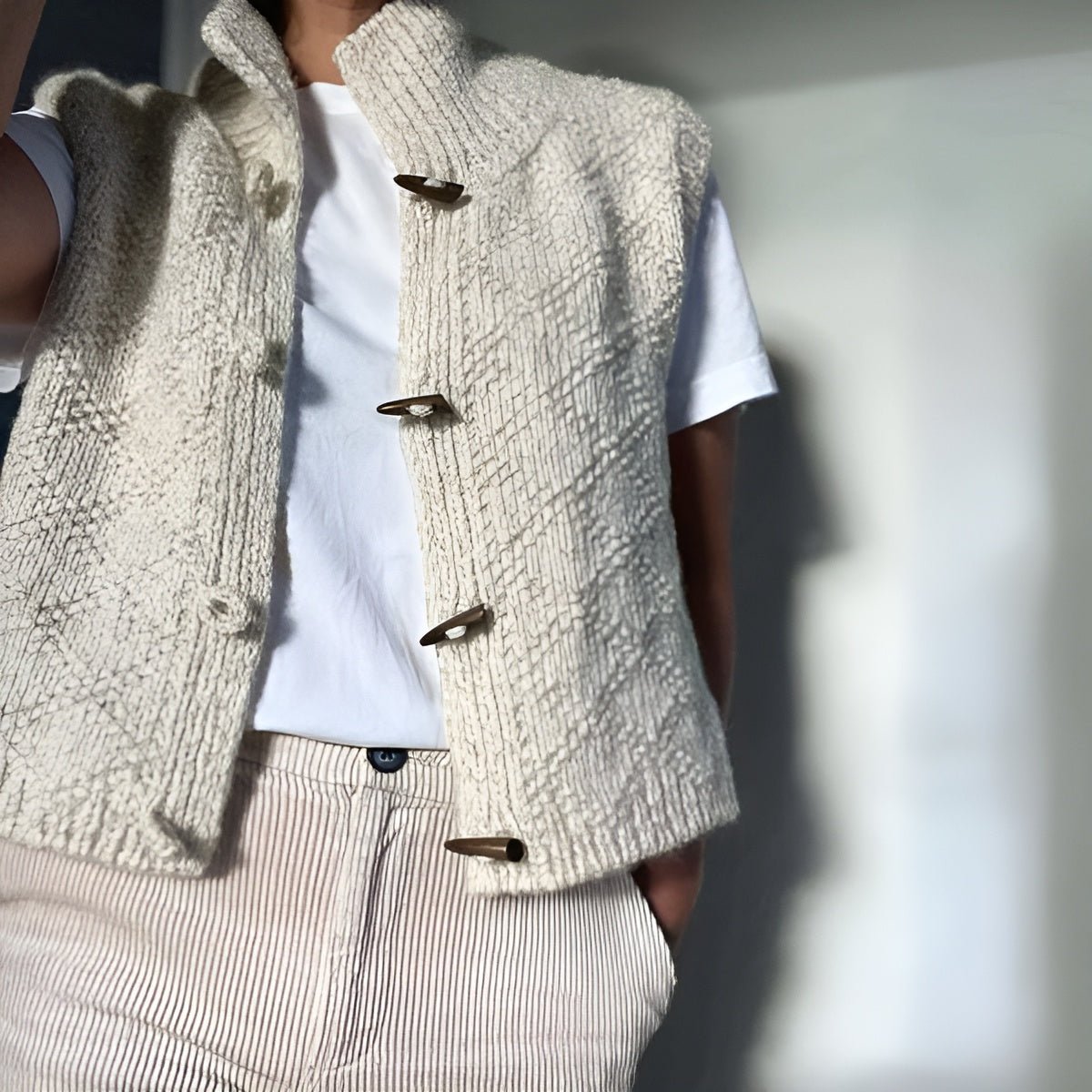 Venice™ – Gilet tricoté à col montant - L'Atelier de Fleure